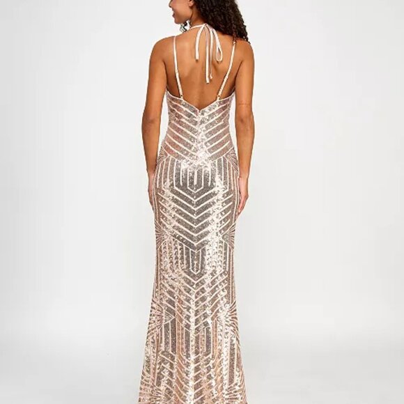 pear culture Juniors' Geometric-Sequin Side-Slit Gown, Created for Macy's - Picture 2 of 4